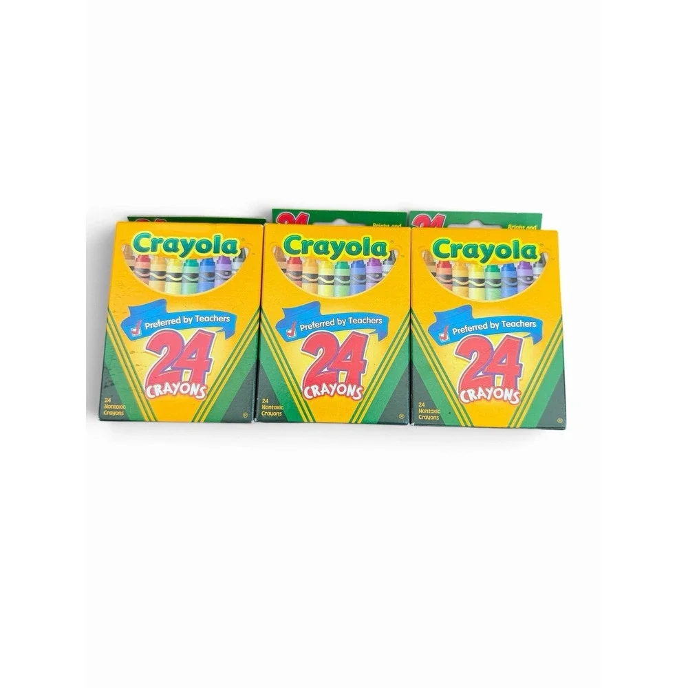 Lot Of 3 -CRAYOLA CRAYONS 24 Nontoxic 2006 USA Dandelion Set Discontinued VTG